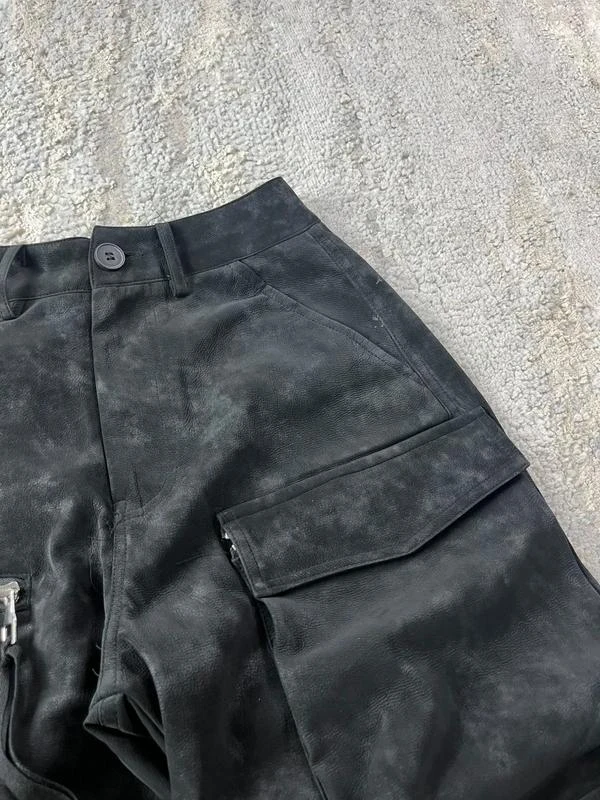 Vintage zwarte cargo leren jorts maat XS – photo 4